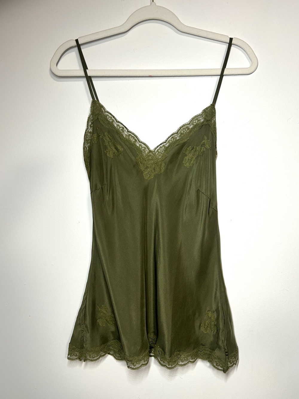 Gold Hawk Olive Green Lace Trim Cami